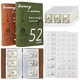 Leather 52 Week Money Saving Challenge Binder, Hyperzoo Money Saving Challenge Book with Envelopes for Cash Saving Budget Binder Planner Book with Cash Envelopes Green&Brown-2 Pack