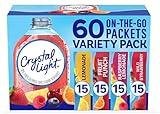 Crystal Light Sugar-Free, Lemonade, Fruit Punch, Raspberry Lemonade and Wild Strawberry On-The-Go Powdered Drink Singles Mix Variety Pack, 60 Count, Each Packet Dissolves into any 16.9 oz