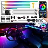 Dreamcolor Acrylic Interior Car LED Strip Light with Wireless APP, RGB 18 in 1 with 175 inches 593 LEDs Fiber Optic Ambient Lighting Kits, 16 Million Colors Sound Active Function Car Neon Lights