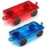 OugerToy Magnetic Car Set, Magnetic Tiles Trucks, Expension Building Stacking Blocks for Boys Girls, Magnets Construction Tiles