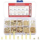 330 Pcs M2 Male Female Brass Hex Spacer Standoffs Screws Nuts, Brass Spacer Hex Column Screw Nut Assortment Kit, Threaded Pillar Standoffs Screws for PCB Circuit Board Motherboard Standoffs Spacer