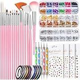 Teenitor Nail Art Kit, Nail Art Tools with Nail Art Brushes, Nail Design Kit, Nail Dotting Tools, Nail Stickers, Nail Rhinestones, Nail Art Foil, Nail Art Tapes, Nail Accessories For Nail Art