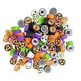 100 Pcs Halloween Handmade Polymer Clay Beads, 10mm Ghost Pumpkin Spider Polymer Clay Spacer Beads for Women Jewelry Making DIY Charms Bracelet Necklace Hair Clip Accessories Handmade Craft