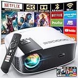 GooDee Smart 4K Projector with 5G WIFI and Bluetooth, Netflix/Amazn Prime Video Certified, Dolby Audio, 800ANSI Outdoor Projector, 400" Zoom Home Theater Projector Compatible with TV Stick,iOS,Android