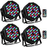 36LEDs Stage Par Lights 4 Pack - RGB LED Par Lights Sound Activated Auto Play by Remote & DMX Control Uplights for Wedding Birthday Church Music Light Show DJ Dance Party Events Stage Lighting