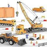 iPlay, iLearn Kids Construction Toys Truck Set, Boys Engineering Vehicle Playset, Crane Transport Trailer, Bulldozer Forklift for Sandbox Site, Birthday Gift for Age 3 4 5 6 Years Old Toddler Children