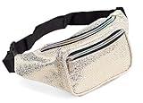 Festival Rave Holographic Gold Gravel Fanny Pack for Women Girls Concert Waist Belt Bum Bags (Gold Gravel)