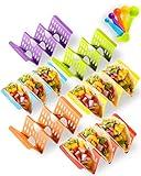 Aofure Premium Large Taco Holder Stand, Colorful Taco Holders Set of 6 or 4, Taco Stands for 3 Tacos, Soft or Hard Taco Shell Holder, Street Taco Rack, Taco Tray Plates, Dishwasher&Microwave Safe