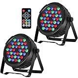 OPPSK LED Stage Par Lights - 36W RGB Color DJ Par Can Lights 2 Pack Sound Activated with Remote DMX Control Uplights for Events Wedding Party Christmas Halloween Music Dance Live Shows Church and Club