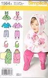 Simplicity 1564 Baby Clothes, Bib, and Blanket Sewing Patterns, Sizes XXS-L