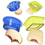 YUMKT Sandwich Cutter and Sealer,Cookie cutter Cool Sandwich Cutters for Kids Breakfast Sandwich Maker Cute Peanut Butter and Jelly Sandwiches DIY Lunchbox and Bento Box of Boys Girls (10,Blue&Yellow)