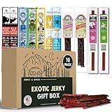 Exotic Jerky Beef Stick Gift Box (10 Pack), Beef Jerky Variety Pack, Jerky Sampler Gift Set, Snack Gift Box for Adults, Exotic Jerky Gift Basket for Christmas and Birthday, Meat Bouquet Healthy Snacks