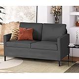 TYBOATLE Linen Fabric Modern Small Loveseat Sofa Couch for Living Room, 51" W Little Upholstered 2-Seater Mini Love Seats w/Iron Legs for Small Space, Apartment, Bedroom, Dorm, Office (Dark Grey)