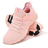 INZCOU Running Shoes Lightweight Tennis Shoes Non Slip Gym Workout Shoes Breathable Mesh Walking Sneakers Pink 7women / 6men