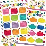 Happy Birthday Chart Poster for Classroom,62Pcs Classroom Birthday Chart Birthday Stickers Bulletin Board Poster for Classroom Decorations Back to School Teacher Supplies