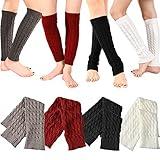 SATINIOR 4 Pairs Cable Knit Leg Warmers Women Knitted Winter Crochet Knee Boot Stockings Cuffs Long Legging Socks (Black, White, Dark Gray, Wine Red)