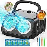 SHCKE Automatic Bubble Machine Upgrade Bubble Blower with 2 Fans, 20000+ Bubbles Per Minute Bubbles for Kids Portable Bubble Maker Operated by Plugin or Batteries for Indoor Outdoor Birthday Party