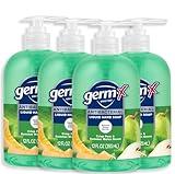 Germ-X Antibacterial Hand Soap, Moisturizing Liquid Hand Wash for Kitchen, pH Balanced & Dermatologist Tested, Back to School Supplies, Crisp Pear & Summer Melon, 12 oz Pump Bottle (Pack of 4)