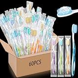 Maxcheck 60 Packs Colorful Prepasted Disposable Toothbrushes Individually Pre Pasted Toothbrushes Homeless Gift Set for The Homeless