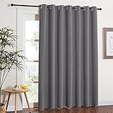 NICETOWN Grey Blackout Patio Sliding Door Curtains 84 inch Length, Grommet Room Divider Thermal Insulated Curtain Drapes for French Door/Living Room (Gray, W100 x L84, 1 Panel)