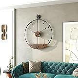 DAYDAYART Modern Wood Walnut Dial Wall Clock, Large Simple Wall Decor Metal Frame Silent Non Ticking Clock for Living Room, Kitchen, Bedroom, Study Decoration, Handmade Home Present Idea, 29.5 in