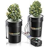 Mars Hydro DWC Hydroponics Grow System 5 Gallon Deep Water Culture with 8W Air Pump, Multi-Purpose Air Hose, Air Stone, 2 Buckets and Top Drip Kit