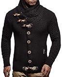 Leif Nelson Men's Knitted Turtleneck Jacket - Winter Cardigan Sweaters for Men Black