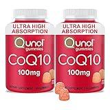 Qunol CoQ10 Gummies, CoQ10 100mg, Delicious Gummy Supplements, Helps Support Heart Health, Vegan, Gluten Free, Ultra High Absorption, 2 Month Supply (60 Count, Pack of 2)