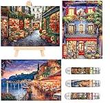 Small Jigsaw Puzzles for Adults 150 Pieces Vintage Streetscape Mini Jigsaw Puzzles Oil Painting Challenging Mini Puzzles Tiny Jigsaw Puzzles 6 x 4 Inches, 3 Pcs,Mini Easel Included