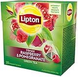 Lipton Green Tea - Raspberry Pomegranate - Premium Pyramid Tea Bags (20 Count Box) [PACK OF 3]