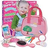 Toddler Play Purse for Kids with Accessories, Purse Toys for Girls with Pretend Makeup, Keys, Smartphone, Dress Up Toy Purse for Toddlers and Kids - Birthday Gift for Little Toddler Girls