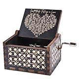 Can't Help Falling in Love Wood Music Box, Antique Engraved Musical Boxes Case for Love One Wooden Music Box - Gifts for Lover, Boyfriend, Girlfriend, Husband, Wife (BLACK)