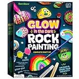 Kids Rock Painting Kit - Glow in The Dark - Arts & Crafts Easter Gifts for Boys and Girls Ages 6-12 - Craft Activities Kits - Creative Art Toys for 6, 7, 8, 9, 10, 11 & 12 Year Old Kids