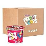 Kellogg's Froot Loops Breakfast Cereal Cups, Fruit Flavored, Breakfast Snacks with Vitamin C, Original, 18oz Case (12 Cups)