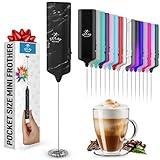 Powerful Milk Frother Wand - Mini & Mighty Handheld Drink Mixer - Portable Coffee Frother For Latte, Cappuccino, Matcha, Hot Chocolate, Creamer - Black Marble