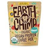 EarthChimp Organic Vegan Protein Powder - with Probiotics - Non GMO, Dairy Free, Non Whey, Plant Based Protein Powder for Women and Men, Gluten Free - 26 Servings 32 Oz (Vanilla)