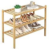 ROMGUAR CRAFT 3 Tier Bamboo Shoe Rack for Closet Free Standing Wood Shoe Shelf Storage Organizer for Entryway Small Space Stackable 27"x11"x20" (Natural)