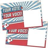 T MARIE 100 Bulk Voter Postcards 4x6” - Your Vote Your Voice, Red, White and Blue Theme With Blank Back for Message to Voters - Encourage Voting In Your State