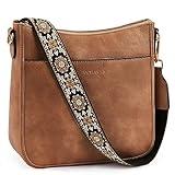 BOSTANTEN Crossbody Bags for Women Trendy Vegan Leather Hobo Purses Shoulder Handbags With Wide Shoulder Strap Brown