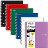 Five Star Spiral Notebooks + Study App, 6 Pack, 5 Subject, College Ruled Paper, Fights Ink Bleed, Water Resistant Cover, 8-1/2" x 11", 200 Sheets,Assorted Colors (73793)