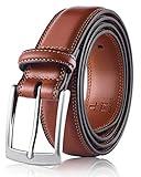 MILORDE Men Genuine Leather Belt with Single Prong Buckle, Fashion & Classic Design for Dress and Causal (Size 36 (Waist 34), Basic Brown)…