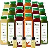 3 Day Juice Cleanse by Raw Fountain, All Natural Raw Detox Cleanse, Liquid Juice Diet, Cold Pressed Fruit and Vegetable Juices, Tasty and Energizing, 18 Bottles 12oz, 3 Ginger Shots