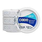 Dixie Large Paper Plates, 10 Inch, 204 Count, 2X Stronger*, Microwave-Safe, Soak-Proof, Cut Resistant, Disposable Plates For Everyday Breakfast, Lunch, & Dinner Meals