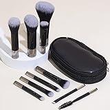 Portable ON THE GO Makeup Brush Set, COSHINE 10pcs Easy-taken Mini Full Complete Function Cosmetic Brushes Kit with Brush Pouch (black)