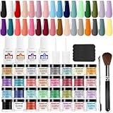 Openlive 32 Color Dip Nail Powder Starter Kit 36 Bottle Blue Cheese Yellow Nail Dip Powder Kit with Base Top Coat Activator Dip Powder Kit for French Nail Art Manicure DIY Salon