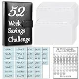 Qyeahkj 52 Week Money Saving Challenge Binder Kit A5 Savings Challenges Book With Envelopes Fun Money Saving Binder With Card Slot Pen Holder Envelope Savings Challenge Book Save $1,378 (Black)