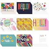 Junkin 80 Pack Hello Postcards Hello Blank Note Cards All Occasion Hello Design Greeting Cards Cute Postcards for Adults Teacher Team Employee Volunteers, 4 x 6 Inch (Hello)