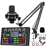 Podcast Equipment Bundle, All-in-One Audio Mixer with Condenser Microphone for Live Stream Record Game, Live Streaming, Podcast Recording, PC, Smartphone,TikTok,YouTube