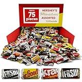 Hershys Miniatures Assorted Chocolate Candy - 1.5 Pounds, Approx 75 Individually Wrapped Bars, Hershys Dark Chocolate, Milk Chocolate, Krackel with Crisped Rice, Mr. Goodbars With Peanuts , Snacks Variety Pack for Adults, Bulk Candy Gifts