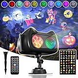 Halloween Christmas Projector Lights Outdoor Indoor, 2 in 1 HD Remote Control 60 Pattern Led Holiday Projector Light, IP44 Waterproof Decorations, Landscape Decor Outside for Xmas Yard Party